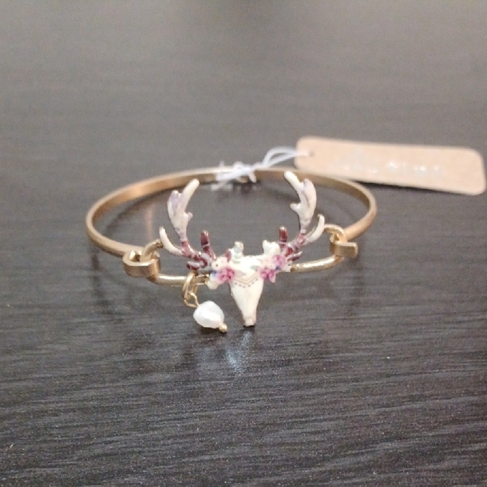 Elegant Worn Gold Deer Antler Bracelet